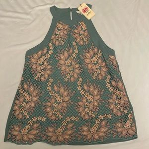 Entro Sage Lace Halter Top